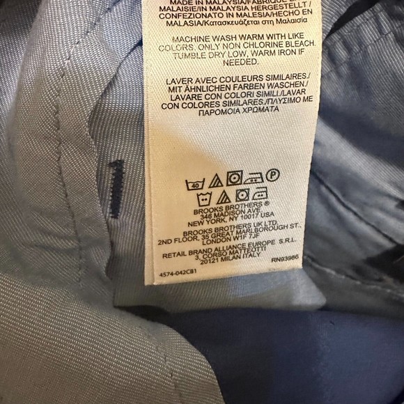 Brooks Brothers 346 Shorts Mens W33 Blue Chino Lightweight Advantage Pleated - Picture 5 of 6